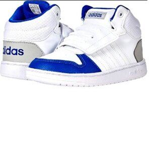 BNWT adidas Hoops 2.0 Mid Basketball Shoe (7.5K) in WHITE /TEAM ROYAL BLUE KICKS